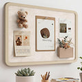 Bulletin Board, 24 x 18 inches Decorative Felt Board Foldable Photo Board Pin Boards, Cork Board Alternative for Walls, Office, Home, Classroom with Pushpins ＆ Small Storage Bag, Beige