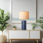 PARTPHONER 23" Modern Ceramic Table Lamp Set of 2, Table Lamps for Living Room, Rustic Farmhouse Bedside Lamps Nightstand lamp for Bedroom, Desk Lamp for End Table Home Decor Navy Blue