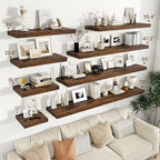 Vivelove 12" Deep Floating Shelves for Wall 12" Long, Wall Shelves for Living Room Bedroom Bathroom Kitchen Laundry Room, Farmhouse Rustic Shelves for Home Decor, 12" X 12" X 2" Set Of 2, Rustic Brown
