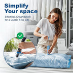 HOUSE DAY 22 Pack Vacuum Storage Bags with Pump,Space Saving Vacuum Seal Bags For Clothing Travel,4 Jumbo/4 Large/4 Medium/4 Small, 2S/2XS/2XXS Roll Up Bags, Hand Pump Included, Sealer Clothes Storage