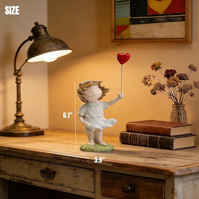Banksy Street Graffiti Art Statue,Love Balloon Girl Room Decor,Resin Ornaments,Living Room Dining Desk Decorations,Bookshelf Decorative Objects(Color)
