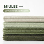 MIULEE Boho Farmhouse Throw Pillow Covers 20x20 Inch Set of 4 Mordern Neutral Green Cushion Covers Soft Corduroy Nordic Home Decor for Spring Couch Bed Sofa Living Room Green-White