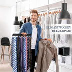 Tie Rack Belt Hanger for Closet Upgraded Non Slip Tie Hanger Space Saving with 20 Foldable Hooks Wooden Belt Tie Organizer for Tank Tops Bras Cami Scarves