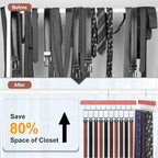 TOPIA HANGER Cedar 2 in 1 Belt Tie Hanger for Closet Max 30 Belts with 30 Ties Capacity, 20 Hooks Belt Tie Racks Hanger for Closet Organizer Storage “U” Fit Belt and “一” Fit Tie - CT53C