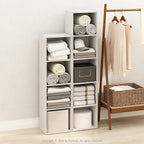 Furinno Reed Closet Organizers and Storage, 4-Tier Closet Organizer, Open Shelf Closet Storage, for Wardrobe, Bedroom, Living Room, White