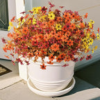 Artificial Mums Fake Fall Flowers for Outdoors Decoration, 12 Bundles Realistic Autumn Silk Daisy Faux Plants UV Resistant Decor for Home Garden Porch Patio Yard Balcony Window (Yellow Brown Orange)
