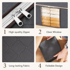 Lifewit 6 Pack Clothes Storage Bag, Foldable Storage Bin Closet Organizer with Reinforced Handle, Sturdy Fabric Blanket Storage with Clear Window, Storage Containers for Clothing, Bedding, Gray