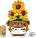 Positive Crochet Gifts, Sunflower Emotional Support Thank You Gifts, for Couples Wife Husband, Friends with Thanks Card for Anniversary, Christmas, Birthday -to My Love