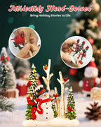 Christmas Snowman & Cardinal Snow Globe Light up Lantern with 8 Songs, 8" White Christmas Snow Globes for kids adults, 6H Timer & Dual Power Snowglobes Christmas Decorations Indoor Gifts for Women Men