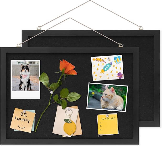 DAHAPYBOO Cork Board with Linen Black 2Pack,Bulletin Board 17"x12", Corkboards for Office Home School Message Board or Vision Board Decoration.