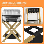 Heybly Luggage Rack, Pack of 2, Folding Suitcase Stand with Storage Shelf, Heavy-Duty Luggage Holder for Guest Room Bedroom Hotel, Holds up to 165 lb,Natural, HLR010N2