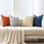 MIULEE Boho Farmhouse Throw Pillow Covers 18x18 Inch Set of 4 Summer Mordern Neutral Cushion Covers Soft Corduroy Nordic Home Decor for Couch Bed Sofa Living Room Blue-Yellow