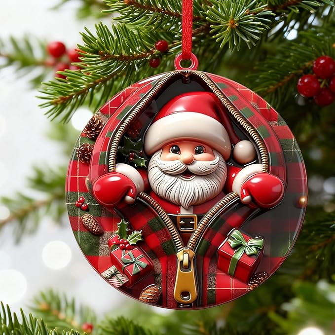 3D Santa Ornaments for Christmas Tree,Christmas Tree Fun Santa Decorations, Resin Funny Holiday Decoration, Christmas Ornaments Hanging Decoration Gift