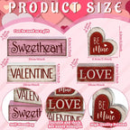 Lineshading 4 Pcs Valentine Table Decoration Wooden Be Mine Heart Decor Valentine Day Tiered Tray Decor Valentine's Day Centerpiece Red Pink White Heart Block Signs Gift for Farmhouse Home Kitchen