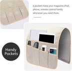 Sofa Armrest Organizer, Remote Control Holder for Recliner Couch, Arm Chair Caddy with 5 Pockets for Magazine, Tablet, Phone, iPad