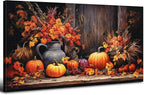 Orange Pumpkin Canvas Wall Art Kitchen Wall Decor Farmhouse Dining Room Pictures Halloween Painting Autumn Flowers Canvas Prints Rustic Fall Harvest Theme Posters Artwork Home Decorations 20x40"