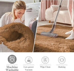 OLANLY Khaki Round Rugs for Bedroom - Machine Washable, 3 ft Circle Area Rugs for Living Room, Soft and Fluffy Shaggy Carpet for Teen Girl and Boys, Nursery Rooms, Dorms, Home Decor Aesthetic