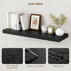 Acovy 16 Inch Floating Shelves, 16"x9.25"x1.5" Inch Deep Floating Shelves for Wall, Wooden Shelves for Bathroom, Bedroom, Living Room, Black