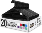 Utopia Home Plastic Hangers 20 Pack - Space Saving Clothes Hanger - Durable & Strong Closet Organizers and Storage with Built-in Strap Hooks - Essential for Shirts, Pants, Skirts & Coats (Black)