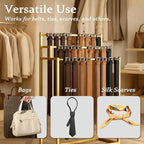 Retail Belt Display Stand,Floor Mounted Belt Hanger, Metal Men Belt Organizer,Commercial Tie Scarf Purse Display for Clothing Retail and Home (Gold)