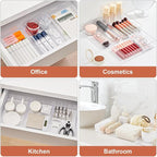 SMARTAKE 6 PCS Clear Plastic Drawer Organizers Set, Large Size Non-Slip Desk Drawer Organizer, Versatile Bathroom and Vanity Drawer Organizer Trays for Makeup, Bedroom, Office, Kitchen Utensils