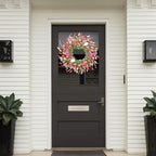 Sggvecsy Spring Summer Wreath for Front Door 22 Inch Artificial Colorful Flower Wreath with Colorful Tulips Greenery Leaves Lavender for All Seasons Home Farmhouse Indoor Outdoor Wall Decor (Mixed)