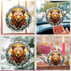 Brown Bear Stained Glass Ornament - Christmas Tree Decoration, Gift Exchange Present Idea