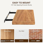 Dreamland 48" Solid Elm Wood Floating Shelves, 8" Deep Wall Shelves for Home Decor, Floating Shelf with Invisible Bracket, Heavy-Duty Display Shelf - for Living Room, Kitchen, Bathroom, Set of 1