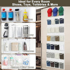 Over the Door Shoe Organizer with 24 Crystal Clear Pockets and Metal Hooks – Heavy Duty Hanging Shoe Storage Rack for Closet, Bathroom, Dorm – Space Saving for Shoes, Accessories, Toys (White)