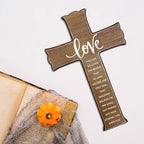 dsjaidh Cross Wall Decor - Wood Color Scripture Wooden Cross For Wall - Rustic Wooden Hanging Signs Christian Easter Decor for Home Office Church Baptism - Christian Gifts for Men Women (Love)- A03