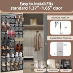 PAULONE 35 Pocket Over the Door Shoe Organizer,Reusable Breathable Large Mesh Bag Men's & Women's Sneaker Organizer,Shoe Organizer for Kids,Hanging Shoe Storage Hanging Bag (2PCS-Gray)