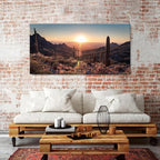 Mountain Wall Art Sunset Cactus Wall Decor Arizona Sonoran Desert Canvas Pictures Saguaro Landscape Photography Prints Western Nature Artwork Living Room Bedroom Office Home Decoration 29.53x 57.87"