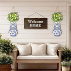 RattanView Large Size Chinoiserie Lemon Tree Door Hanger Rustic Topiary Wooden Sign Front Door Home Wreath Ornament for Farmhouse Indoor Outdoor Yard Porch Welcome Decor