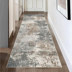 Ciicool 2'6 "x8' Washable Runner Rug, Modern Abstract Hallway Rugs Runner, Non-Slip Thin Accent Rug Lightweight Brown Gray Distressed Carpet Runners for Laundry Entryway Bedroom Kitchen Indoor