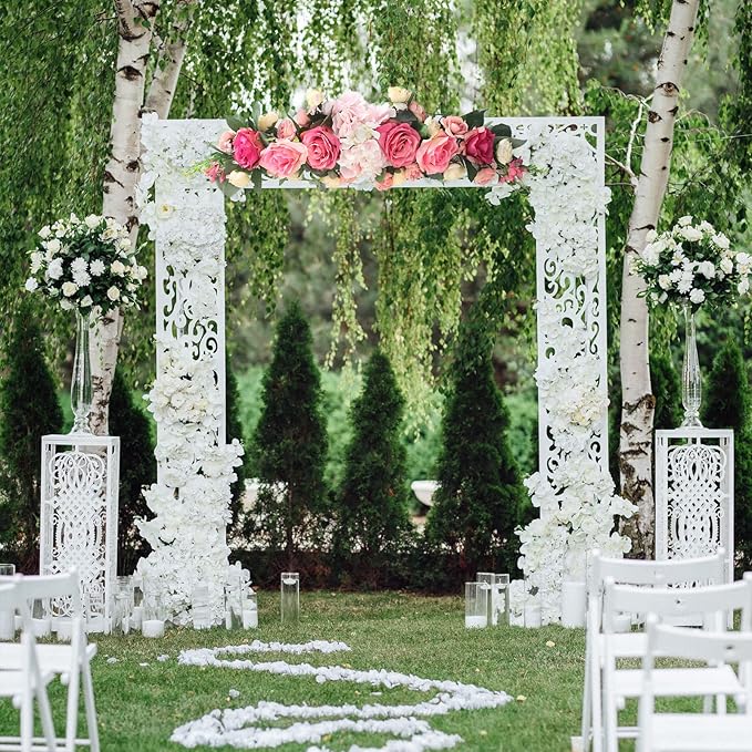 JUOPZKENN Artificial Rose Flower Swag, Wedding Arch Flowers 25in Decorative Swag Pink Peony Decorative Floral Swags Green Leaves Chair Back Flower for Wedding Arch Front Door Wall Decor(#1)