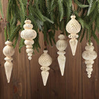 Yunlly 18 Pcs Neutral Christmas Ornaments Textured Christmas Tree Decor with Hanging Loop Modern Brown Hanging Ornaments Finial Shatterproof Decor for Xmas Vintage Rustic Farmhouse (Retro White)