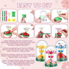 Newtay 12 Sets Mother's Day Flower Snow Globe Craft Kits with Artificial Flower Stickers Clay DIY Plastic Globe Kit Art Activity Project for Home Spring Party Supplies