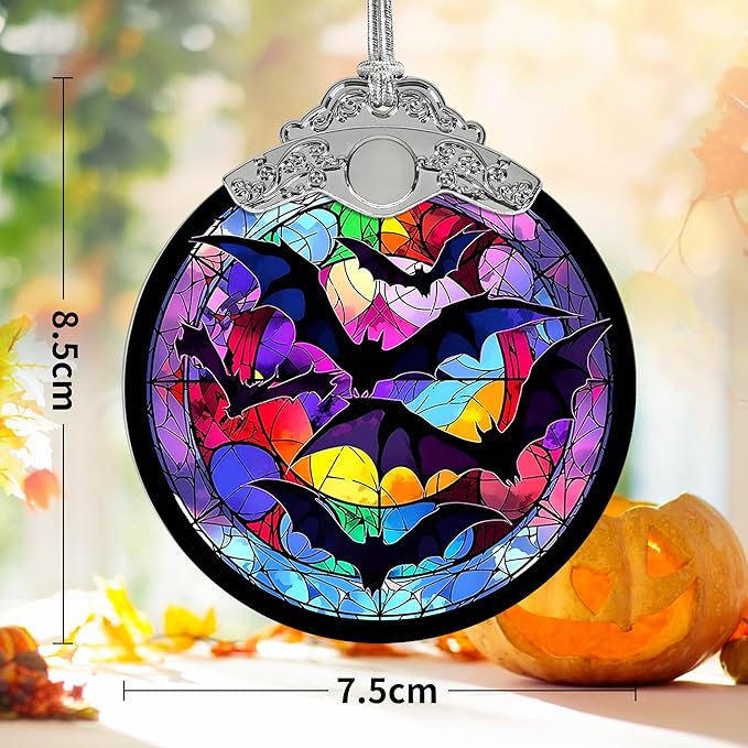 Jocidea Bat Hanging Ornament Glass Ornament - Christmas & Halloween Decoration - Keepsake Gift