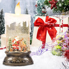 Wondise Rechargeable Musical Snow Globe Lantern with 6H Timer, Battery Operated USB Powered Lighted Snow Globe Lamp Spinning Water Swirling Glitters Holiday Decor Santa Deer