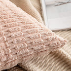 MIULEE Pack of 2 Corduroy Decorative Throw Pillow Covers 12x20 Inch Soft Boho Striped Pillow Covers Modern Farmhouse Home Decor for Spring Sofa Living Room Couch Bed Pink