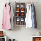 Household Essentials 10-Pocket Hanging Shoe Organizer, Side-by-Side Blended Canvas Storage, 2 Hooks for Excellent Support, The Perfect Space-Saving Organizer