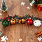 5 Pack Rustic Christmas Bell Ornaments with Pinecones & Berries - Metallic Hanging Decor for Christmas Tree,Mantel,Home (Green,Gold,Red,White)