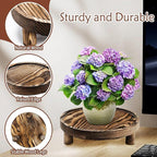 Wood Display Riser Set, 3 Piece Decorative Pedestal Stand, 8/6/5 Inch, Rustic Brown