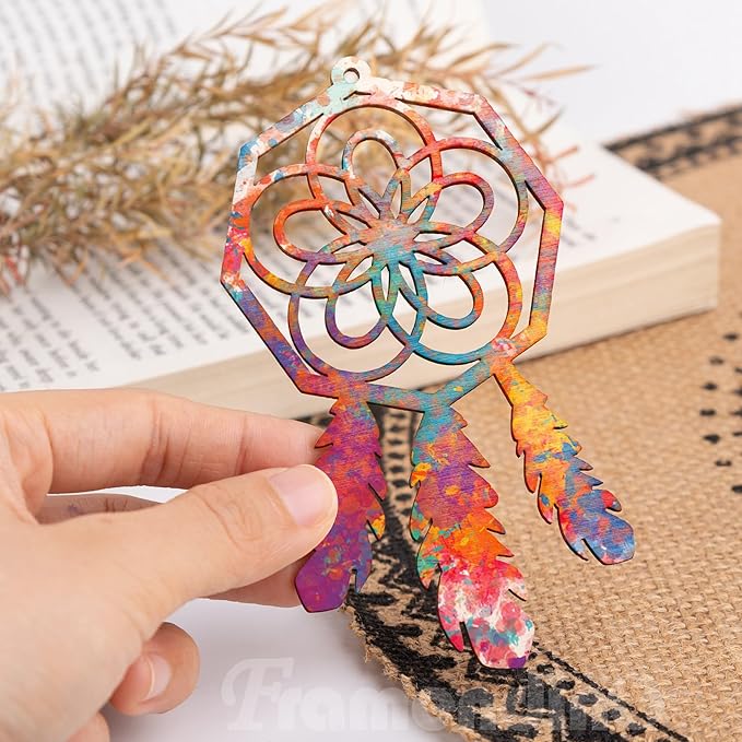 Framendino, 80 Pack Wooden DIY Dream Catchers Kits Decorative Hanging Ornaments to Paint for Home Tree Decor