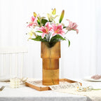 Large Glass Vase, 12 Inches Tall Vase for Flowers, Amber Flower Vases for Bouquet, Modern Amber Glass Vases for Living Room, Dining Table, Office, Entryway, Mantle, Shelf, Wedding Gifts