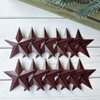 3.8 Inch Barn Star Texas Stars Art-Metal Star for Outside Rustic Vintage Western Country Home Farmhouse Wall/Door Decor, Set of 12(Matte Burgundy)…