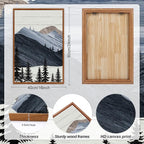 KAIRNE Mountain Canvas Wall Art,Abstract Landscape Wall Decor Set of 3(16”X24”),Sunrise Pine Forest Nature Prints,Wilderness Scenery Pictures for Living Room Bedroom Farmhouse Office Decor,Framed