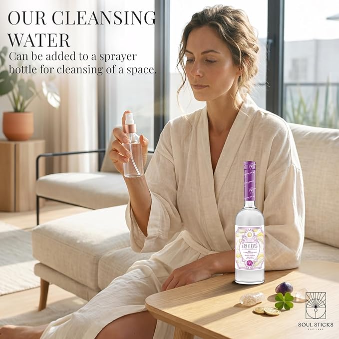 SOUL STICKS Cleansing Water 7.5 oz. Bottle for Rituals, Clearing Negative Energy and Purifying Home Spiritual Florida Water, Area Deodorizer (Aura Cleanse)