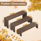 2 Set Wooden Cupcake Stand for Decor, 4 Tiered Stackable Display Risers, Farmhouse Decor Wood Dessert Table Display Set for Party, Vendor Events, Dark Brown