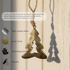 Rustic Iron Wall Accent - Handmade Metal Hanging Décor with Rope for Indoor & Outdoor Use - Flat Christmas Tree (5" 3.5") Design for Rustic Home Decoration (Set of 2)